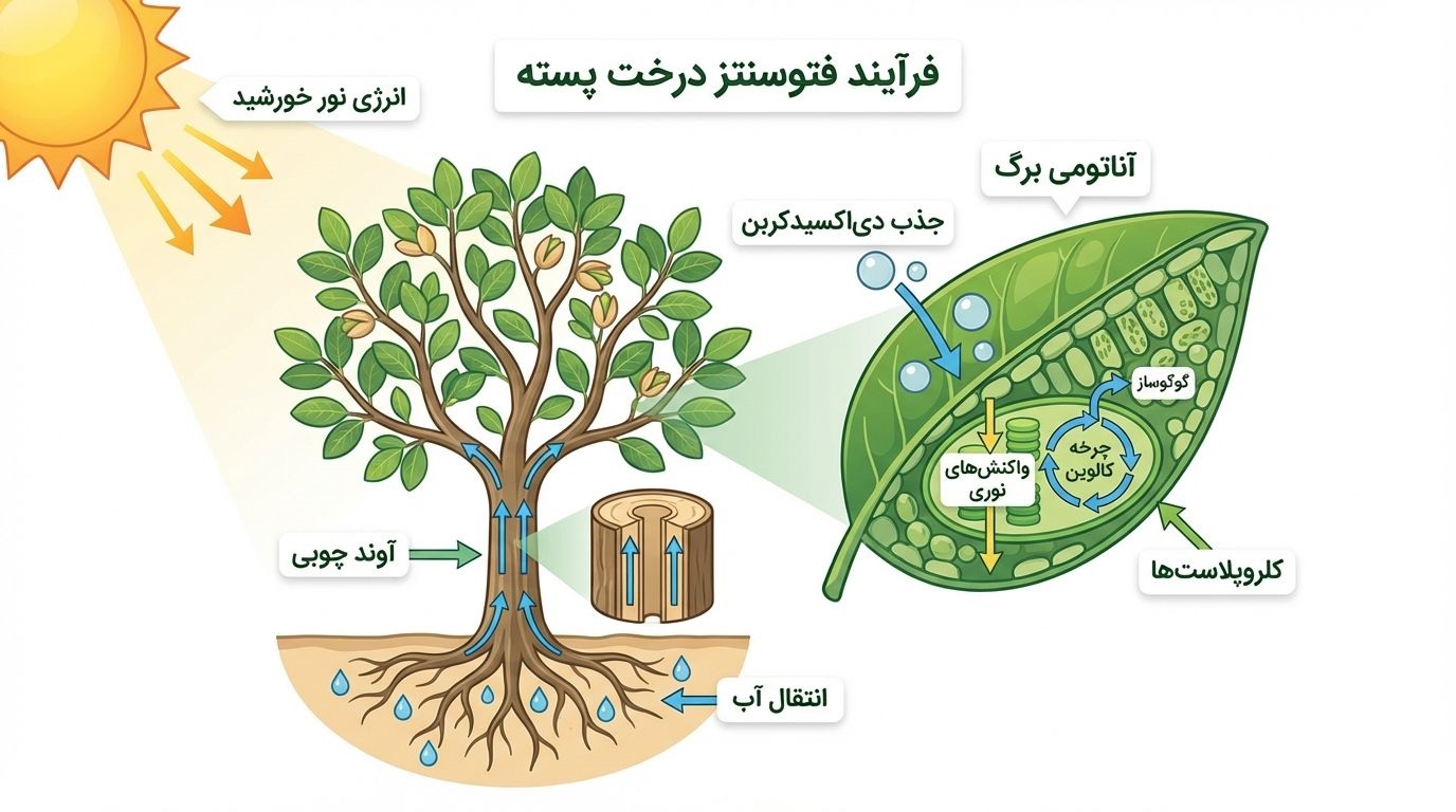فتوسنتز مرحله اصلی ساخت مواد غذایی است که در برگ ها رخ داده و مواد غذایی را به سمت میوه ارسال می کند